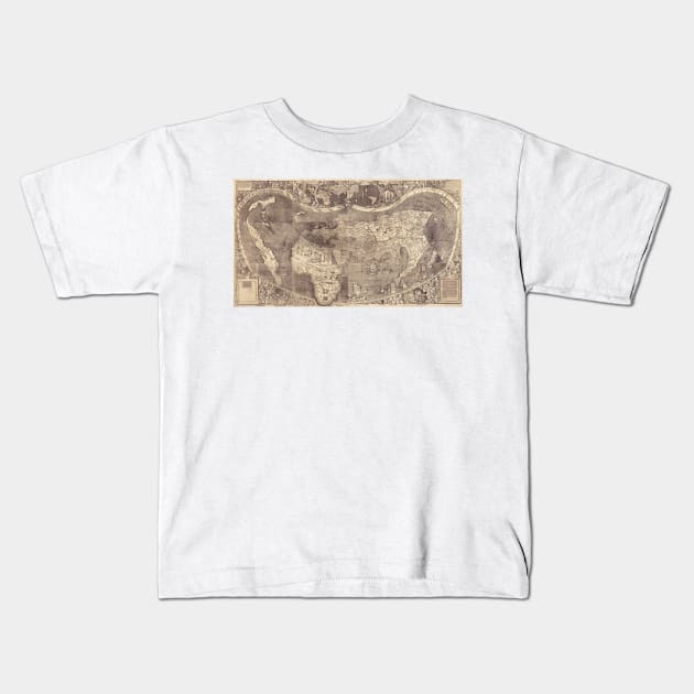 Early map of the world, with America (E056/0054) Kids T-Shirt by SciencePhoto